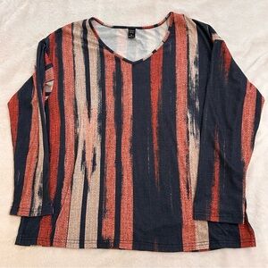 Emery Rose Striped V-Neck Blouse Medium
